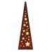 Χριστουγεννιατικος Ξύλινος Διακοσμητικός Κώνος με Αστεράκια και 20 LED, Κόκκινο (57cm)